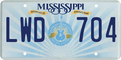 MS license plate LWD704