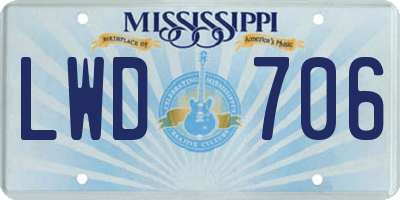 MS license plate LWD706