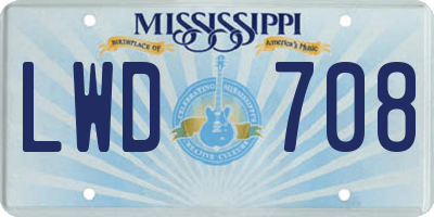 MS license plate LWD708
