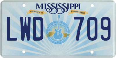 MS license plate LWD709