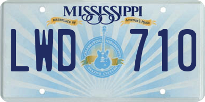 MS license plate LWD710