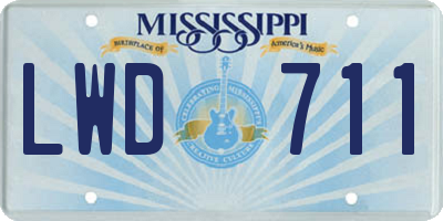MS license plate LWD711