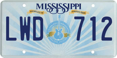MS license plate LWD712