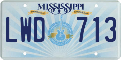 MS license plate LWD713