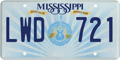 MS license plate LWD721