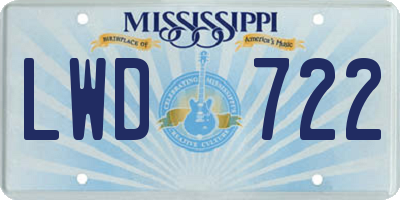 MS license plate LWD722