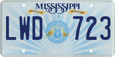 MS license plate LWD723