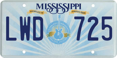 MS license plate LWD725