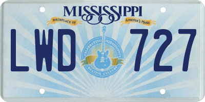 MS license plate LWD727