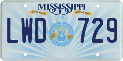 MS license plate LWD729