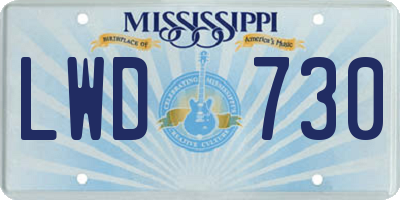 MS license plate LWD730