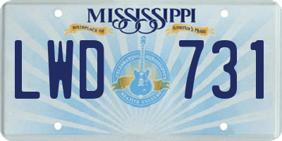 MS license plate LWD731