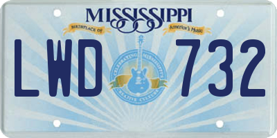 MS license plate LWD732