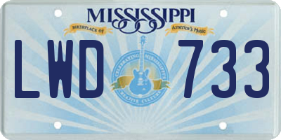 MS license plate LWD733