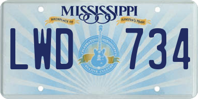 MS license plate LWD734