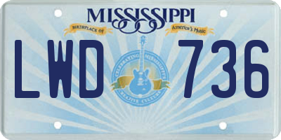 MS license plate LWD736