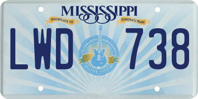 MS license plate LWD738