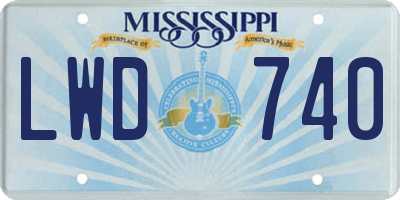 MS license plate LWD740