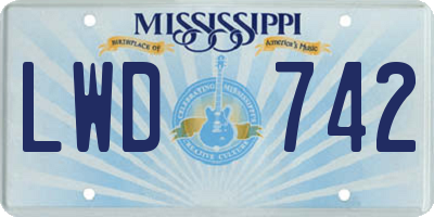 MS license plate LWD742