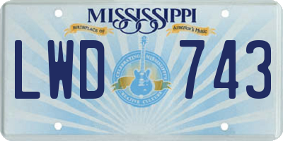 MS license plate LWD743