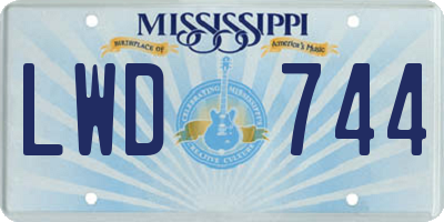 MS license plate LWD744