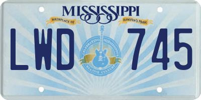 MS license plate LWD745