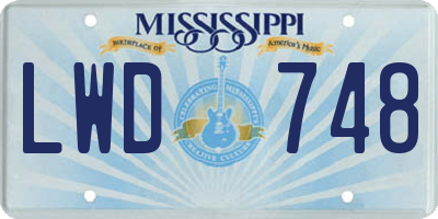 MS license plate LWD748