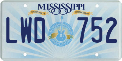MS license plate LWD752