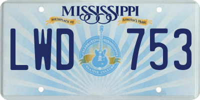 MS license plate LWD753