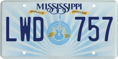 MS license plate LWD757