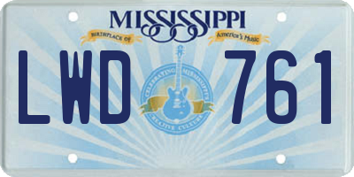 MS license plate LWD761