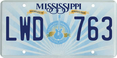 MS license plate LWD763