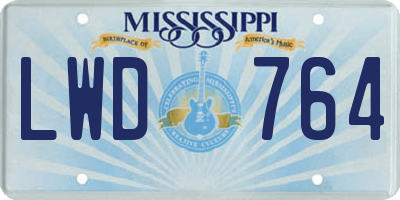 MS license plate LWD764