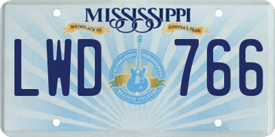 MS license plate LWD766