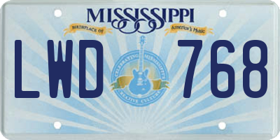MS license plate LWD768