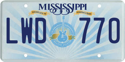 MS license plate LWD770