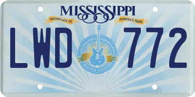 MS license plate LWD772