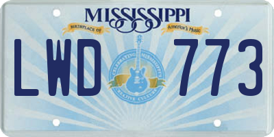 MS license plate LWD773