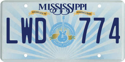 MS license plate LWD774