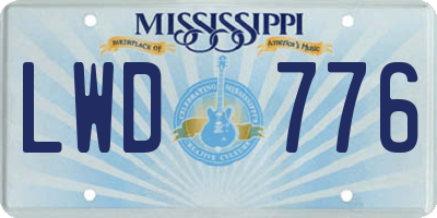MS license plate LWD776