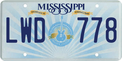 MS license plate LWD778