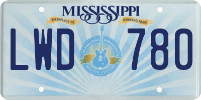 MS license plate LWD780