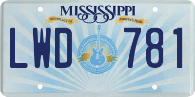MS license plate LWD781