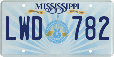 MS license plate LWD782