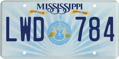 MS license plate LWD784