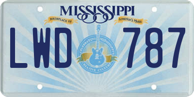 MS license plate LWD787