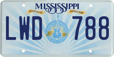 MS license plate LWD788