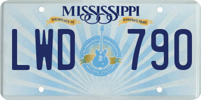 MS license plate LWD790