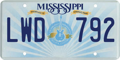 MS license plate LWD792