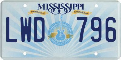 MS license plate LWD796